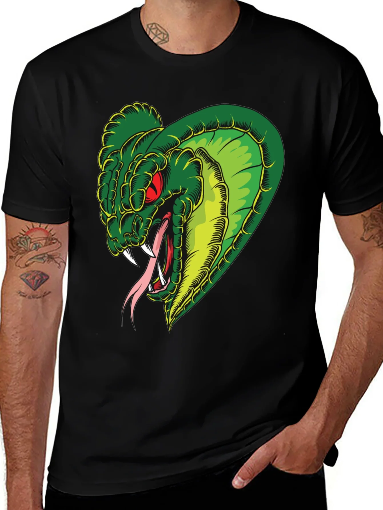 Mens Snake Graphic Black T-Shirt
