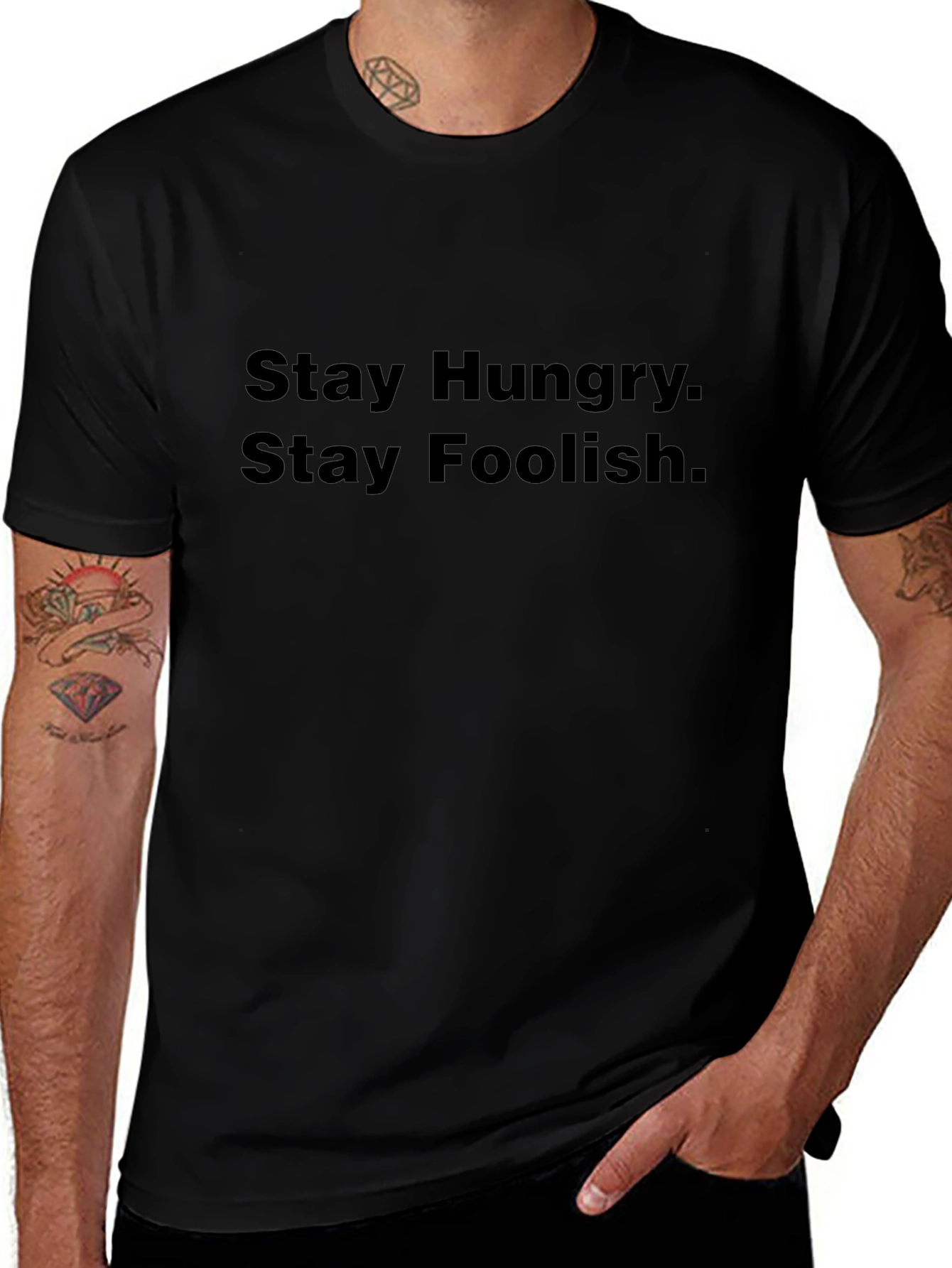 Stay Hungry Stay Foolish Black T-Shirt