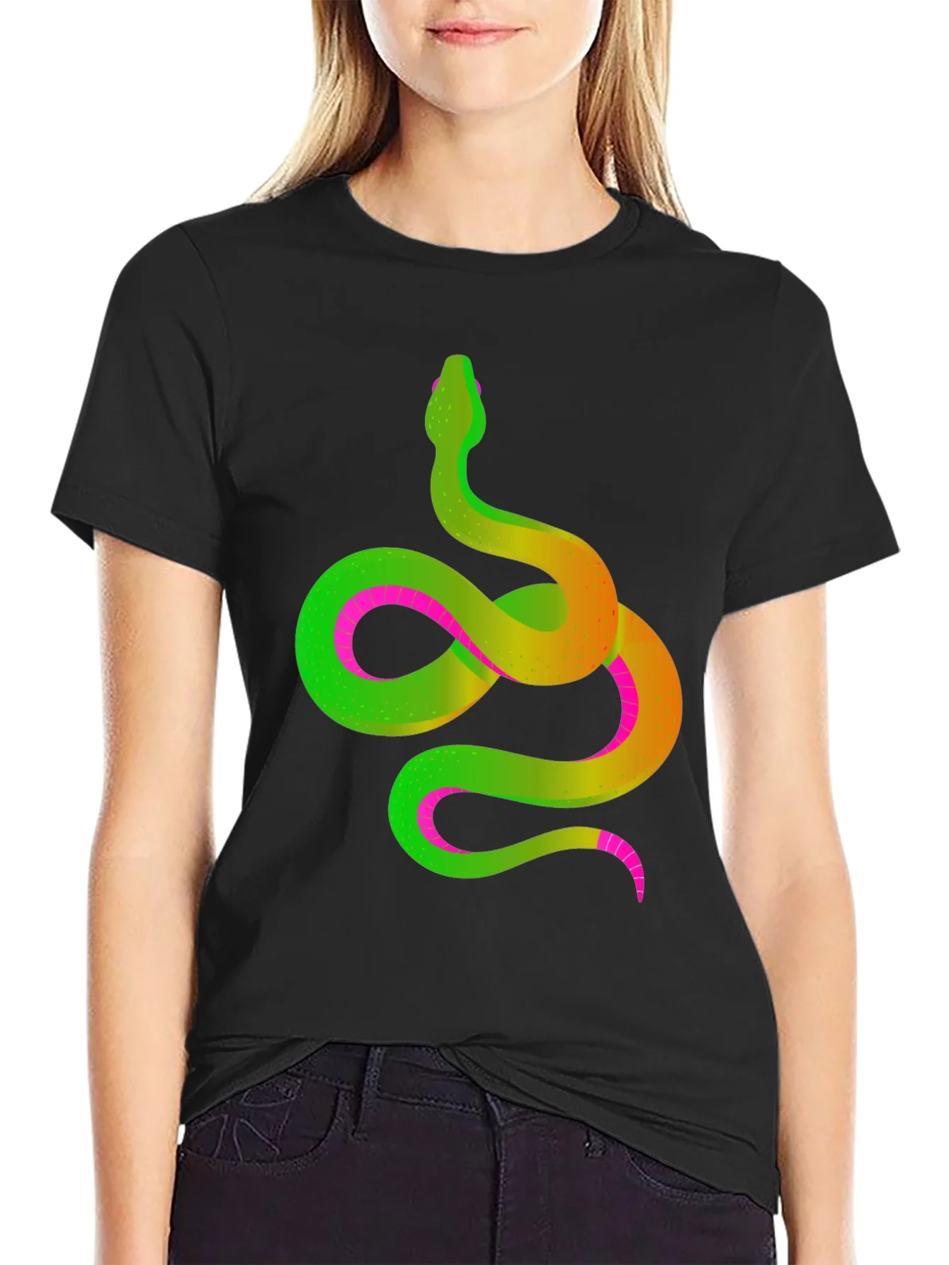 Neon Snake Graphic Tee - Mens Black T-Shirt