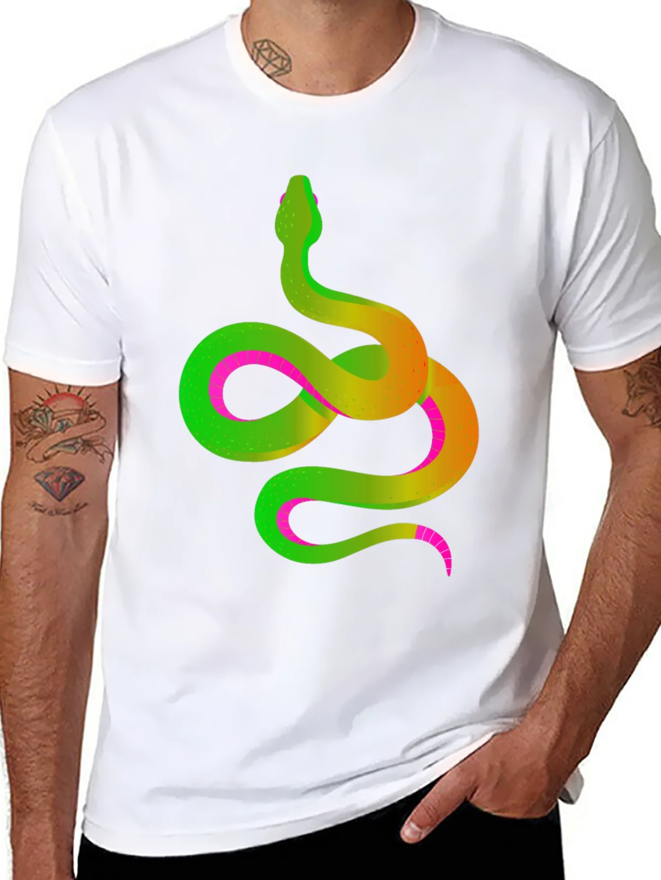 Neon Snake Graphic Tee - Mens Black T-Shirt