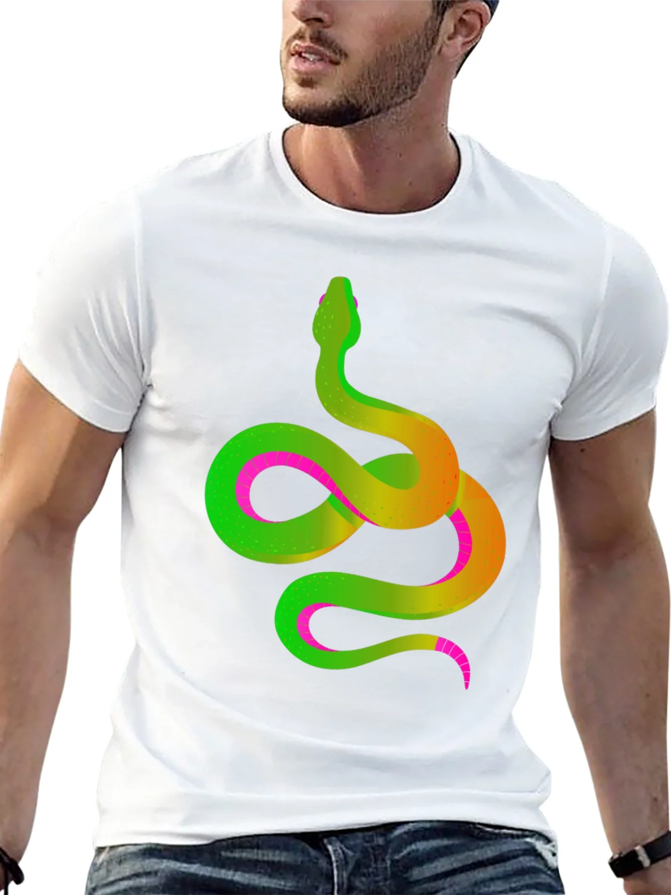 Neon Snake Graphic Tee - Mens Black T-Shirt