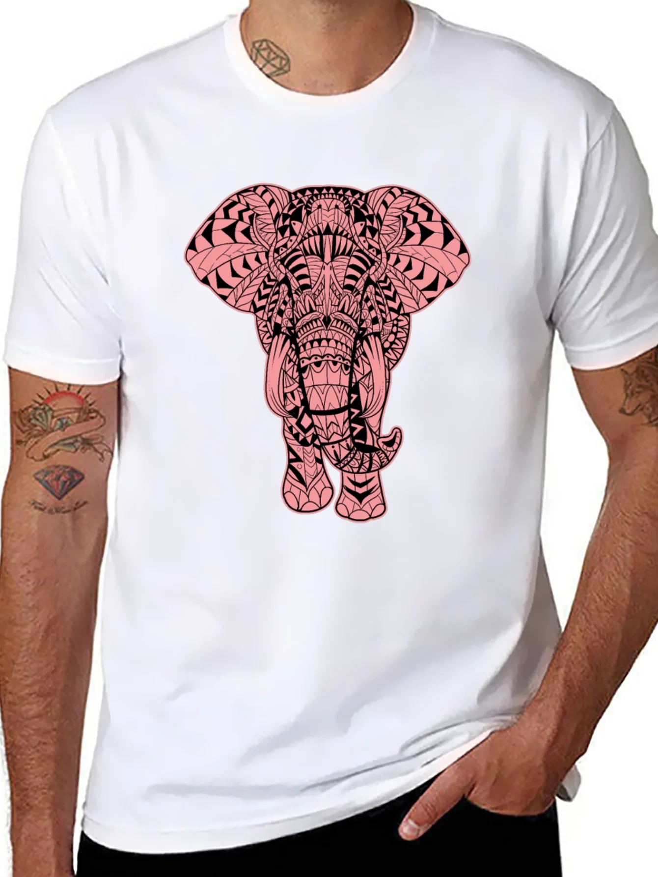 Elephant Graphic Print Black Tee