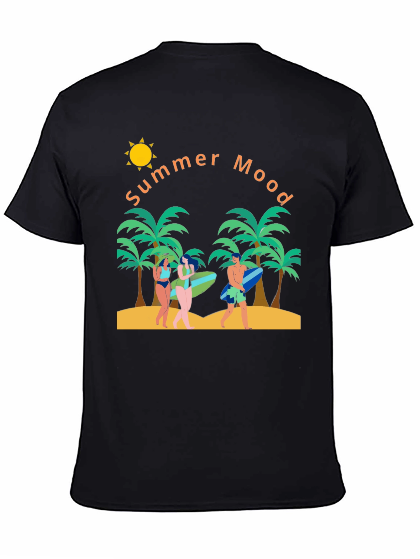 Summer Mood Graphic T-Shirt - Tropical Beach Design