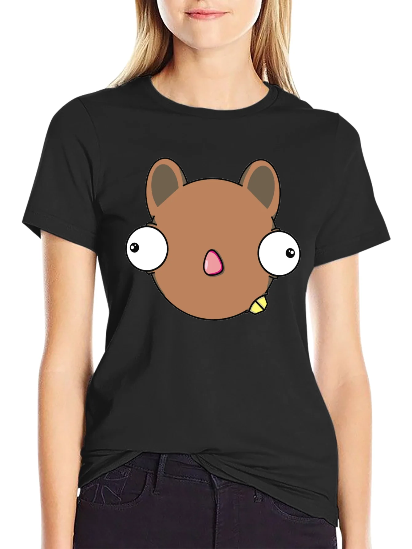 Funny Cartoon Character Graphic Black T-Shirt