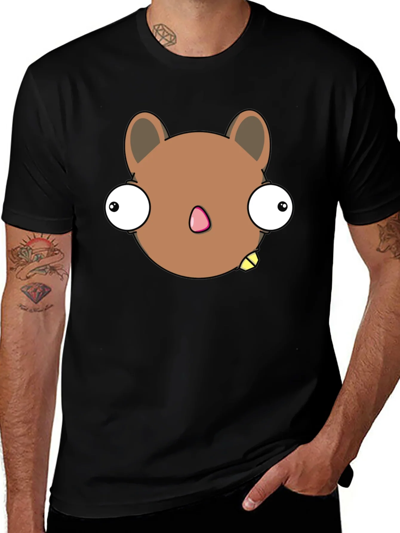 Funny Cartoon Character Graphic Black T-Shirt