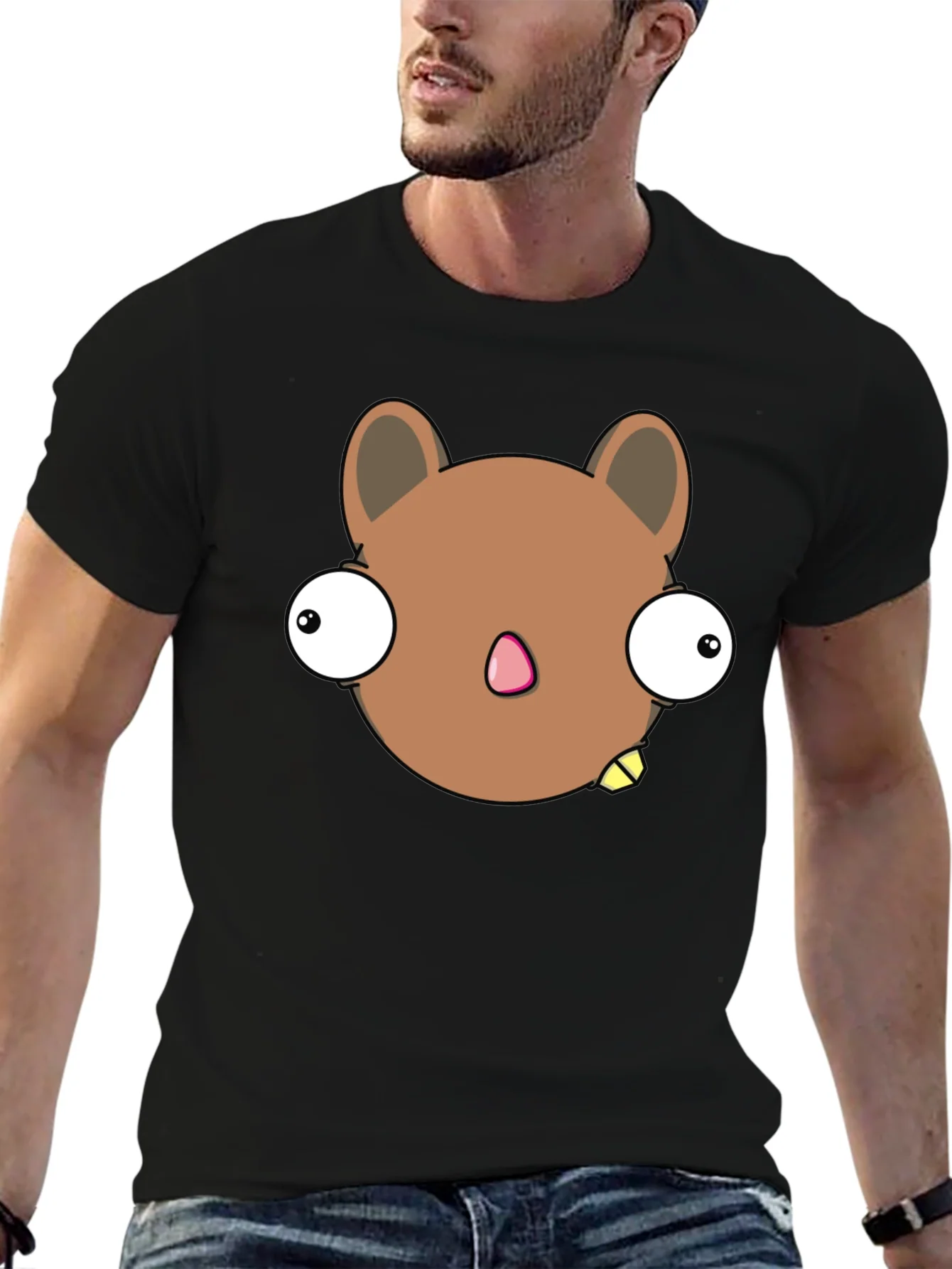 Funny Cartoon Character Graphic Black T-Shirt