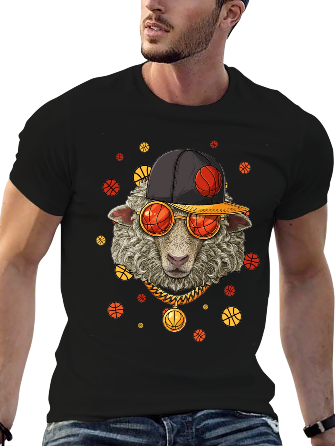 Basketball Sheep Graphic T-Shirt