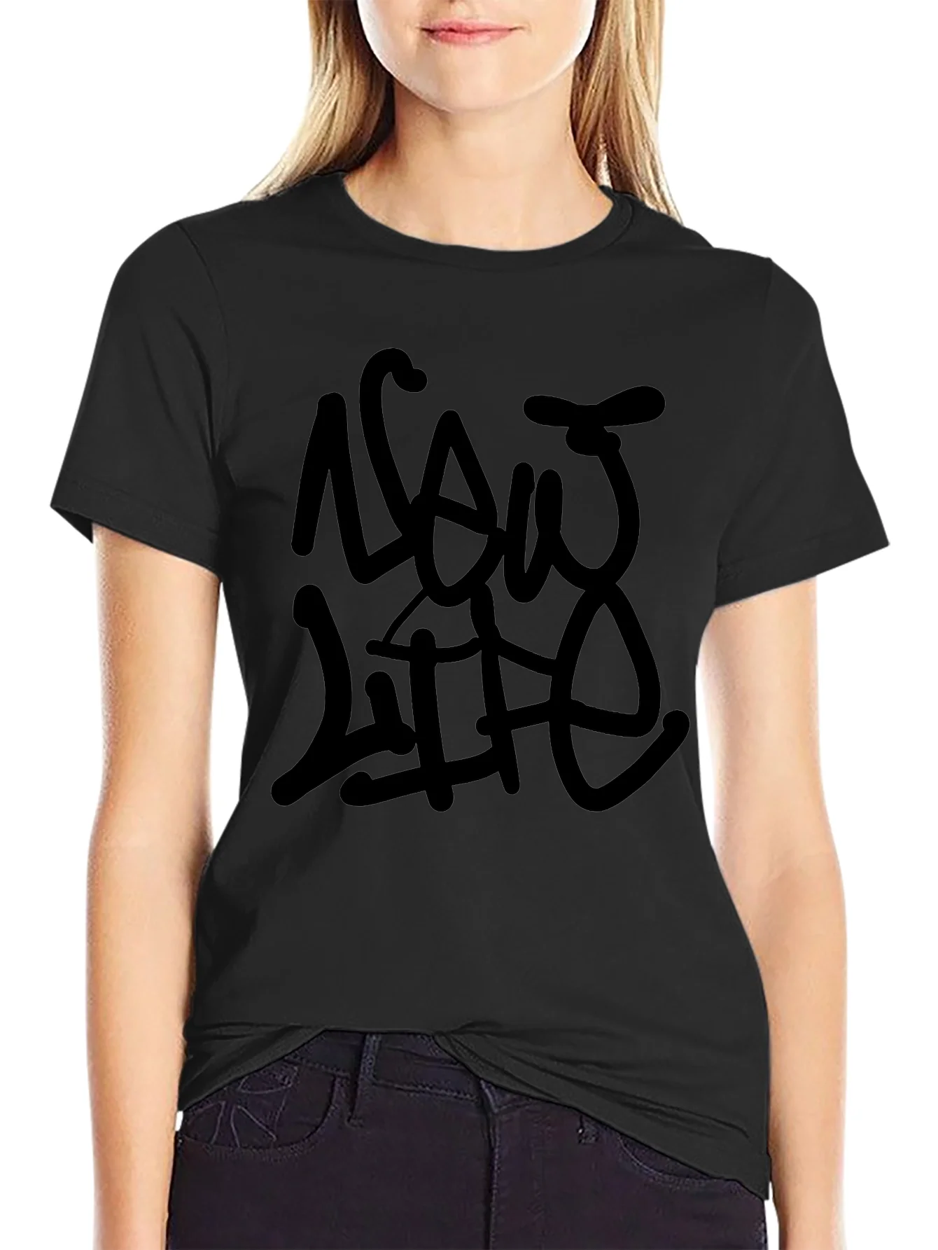 Mens Now Life Black Graphic T-Shirt