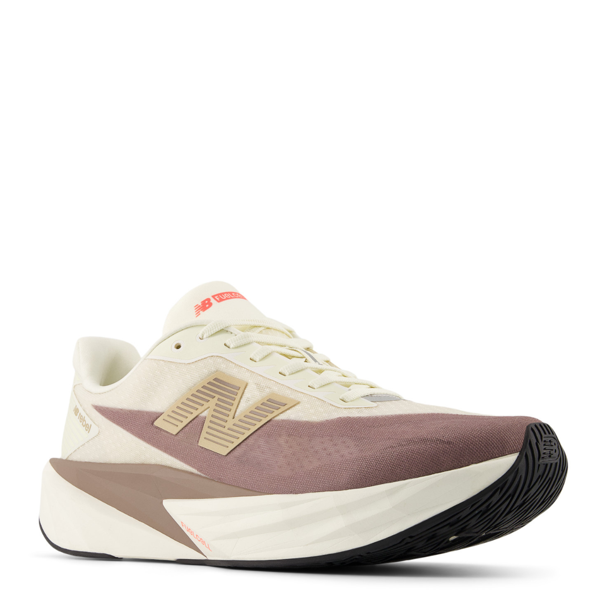 New Balance Women's FuelCell Rebel v5 in Angora with Earth Shadow and Sea Salt