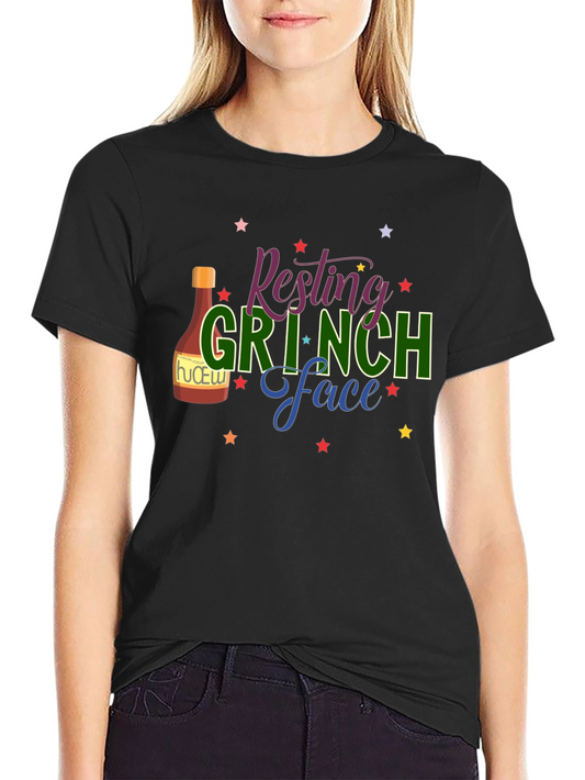 Resting Grinch Face Graphic Tee - Black