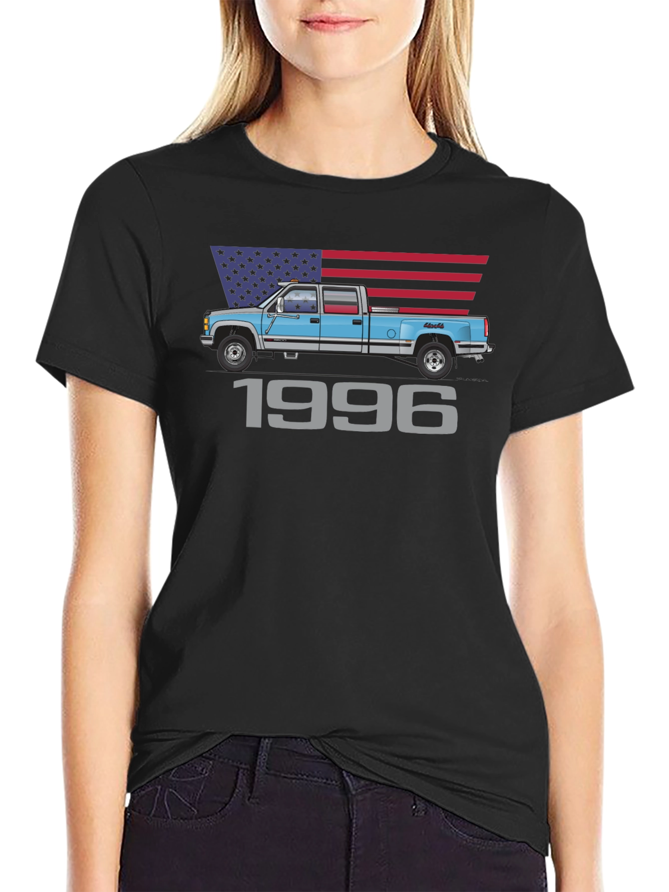 1996 Truck American Flag Graphic T-Shirt