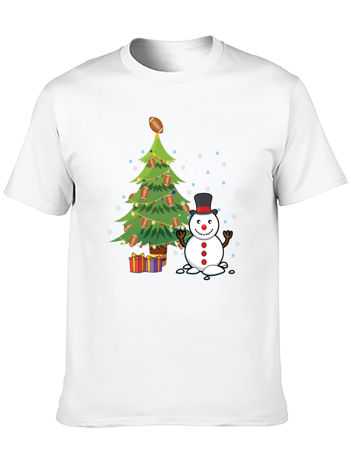 Festive Football Christmas Tree Snowman T-Shirt