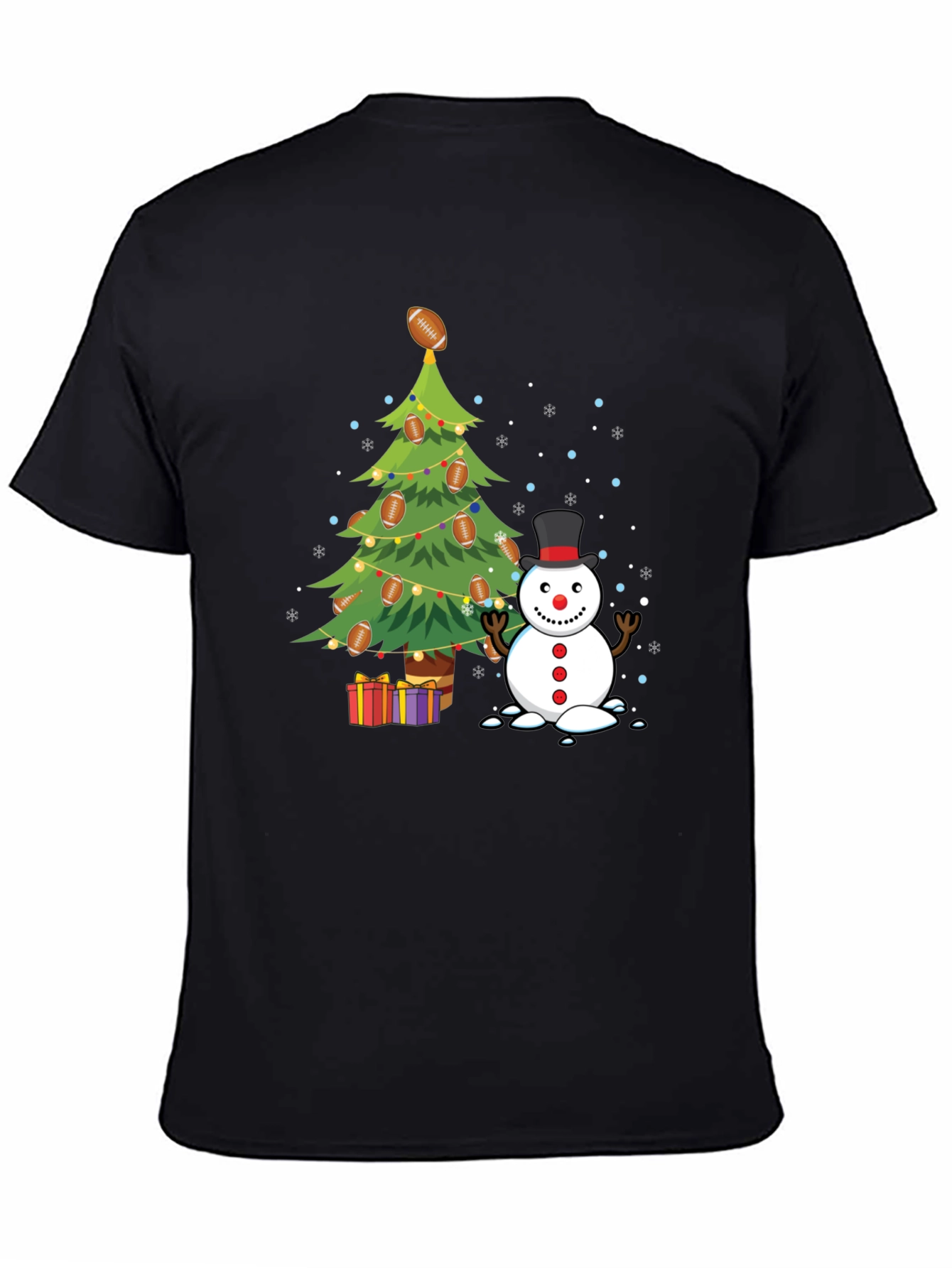 Festive Football Christmas Tree Snowman T-Shirt