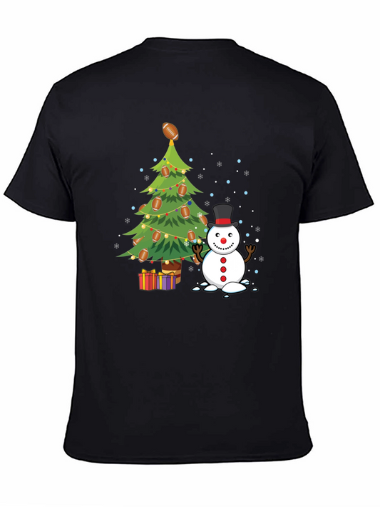 Festive Football Christmas Tree Snowman T-Shirt