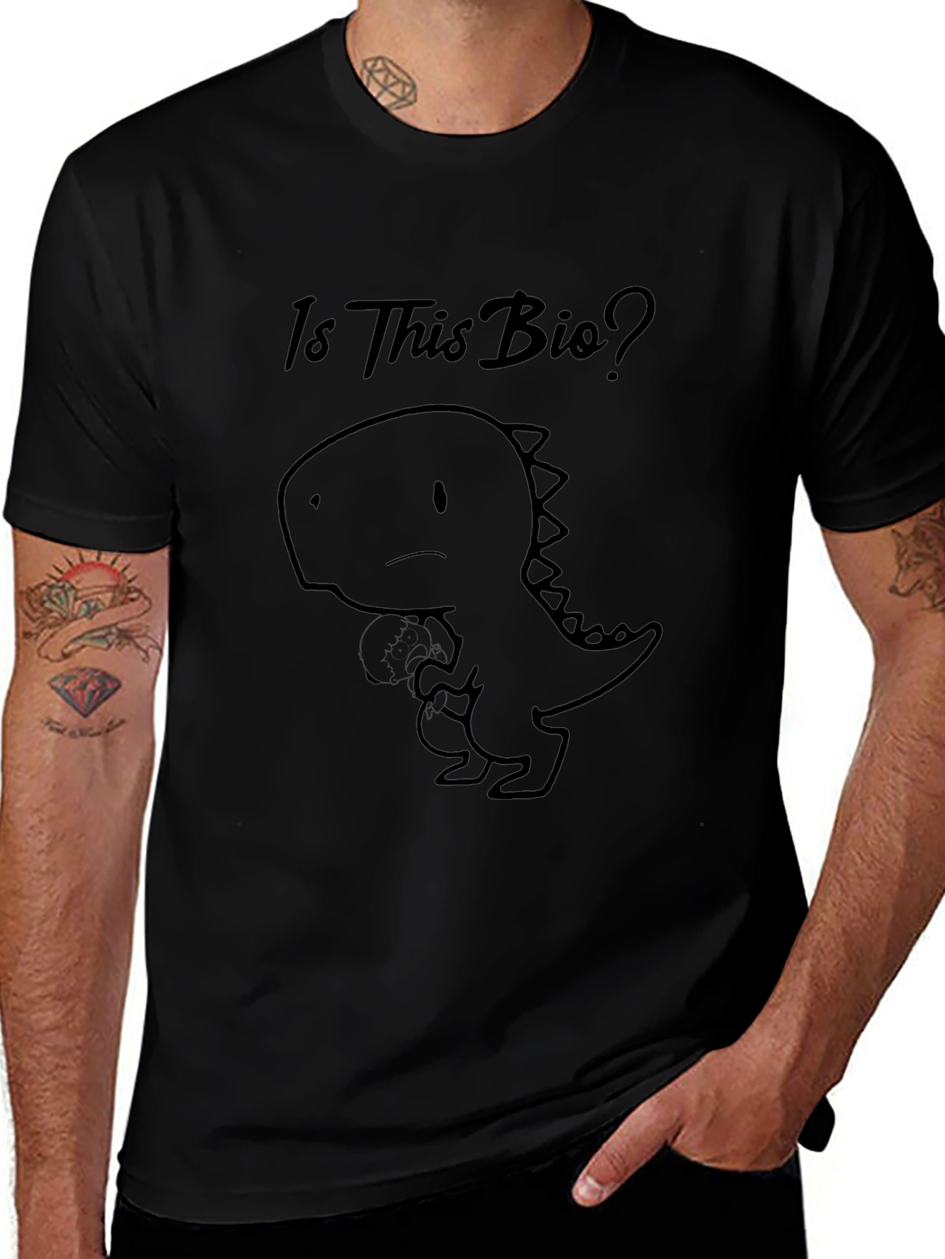 Is This Bio? Dino Black T-Shirt