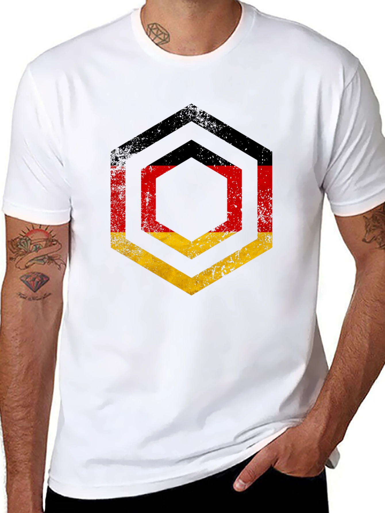 German Flag Hexagon Graphic T-Shirt
