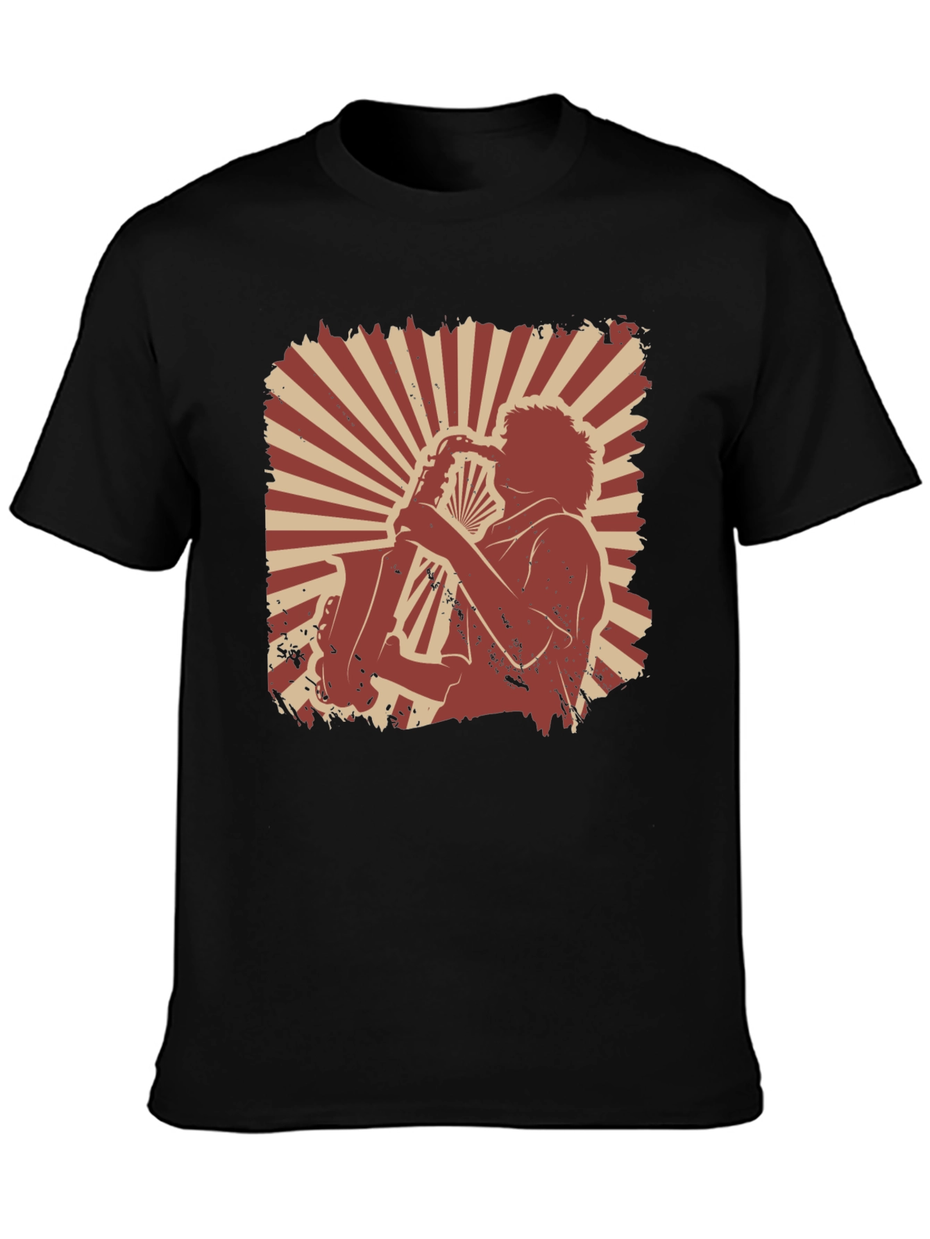 Saxophone Player Graphic Black T-Shirt