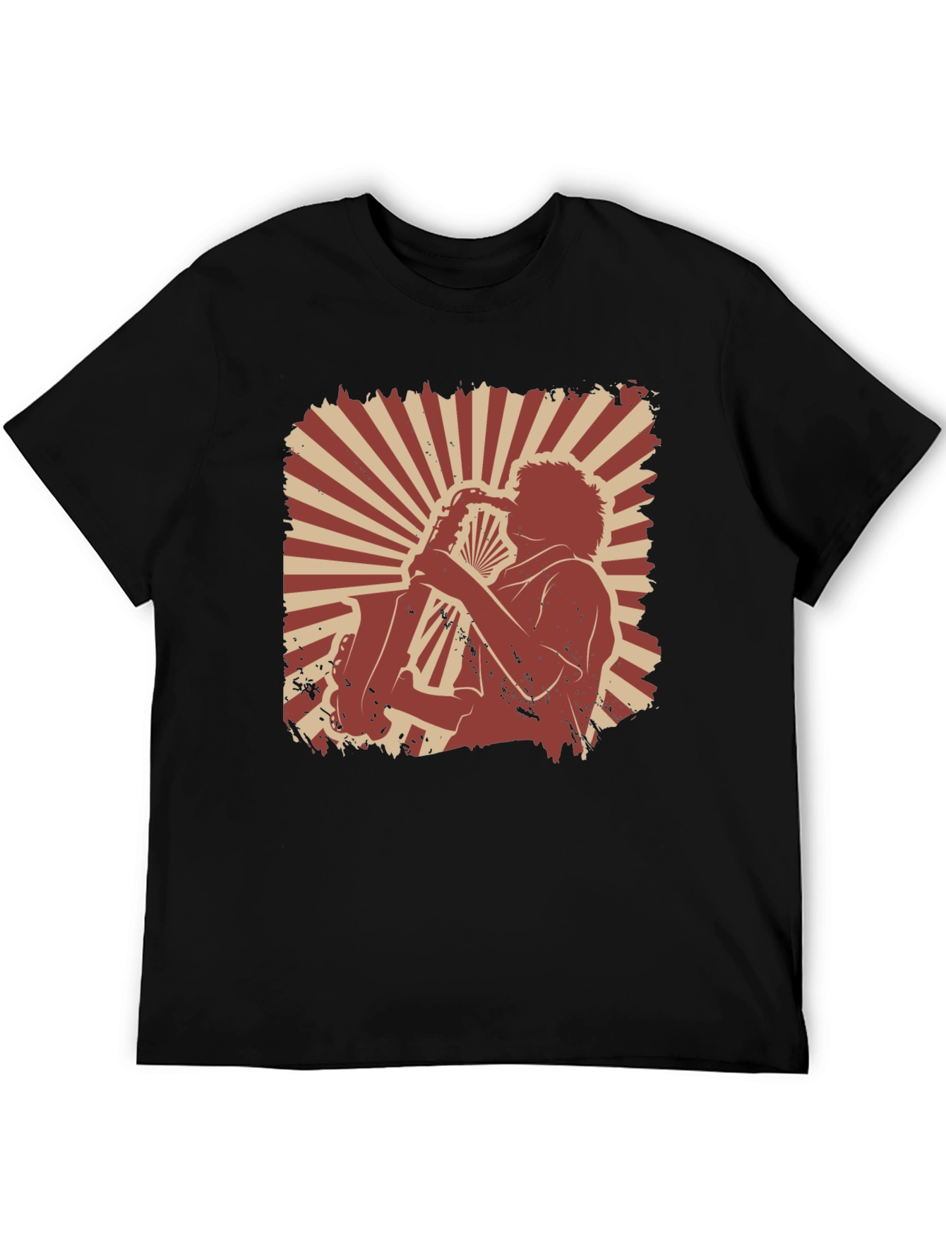 Saxophone Player Graphic Black T-Shirt