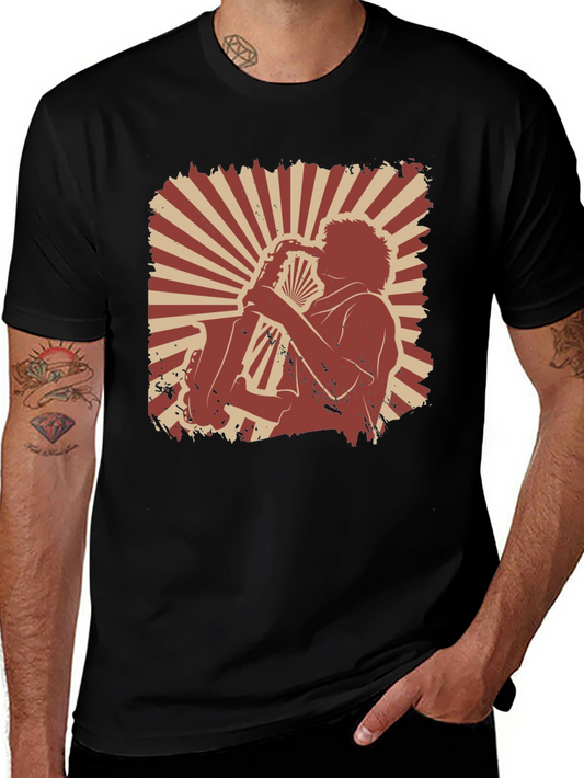 Saxophone Player Graphic Black T-Shirt