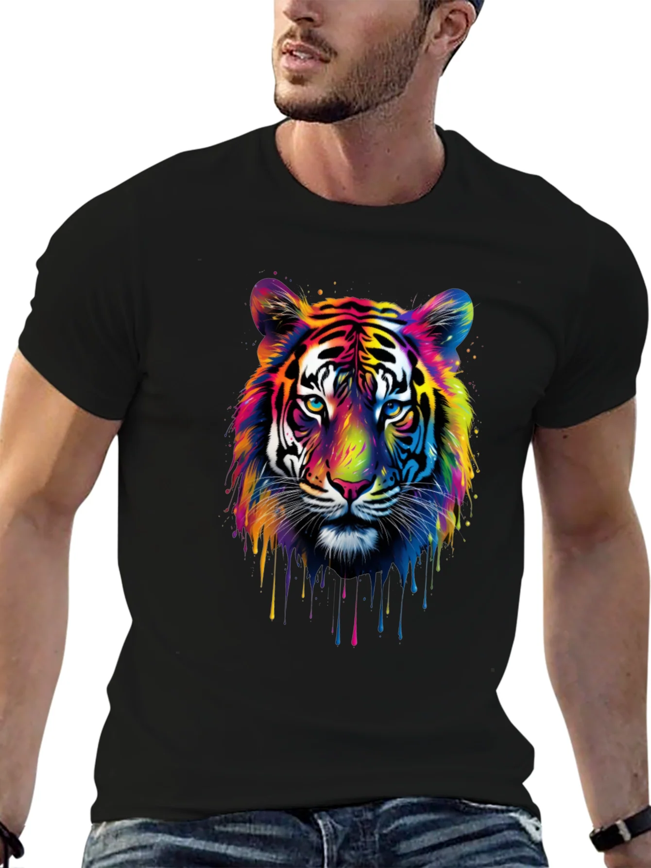 Colorful Tiger Graphic T-Shirt