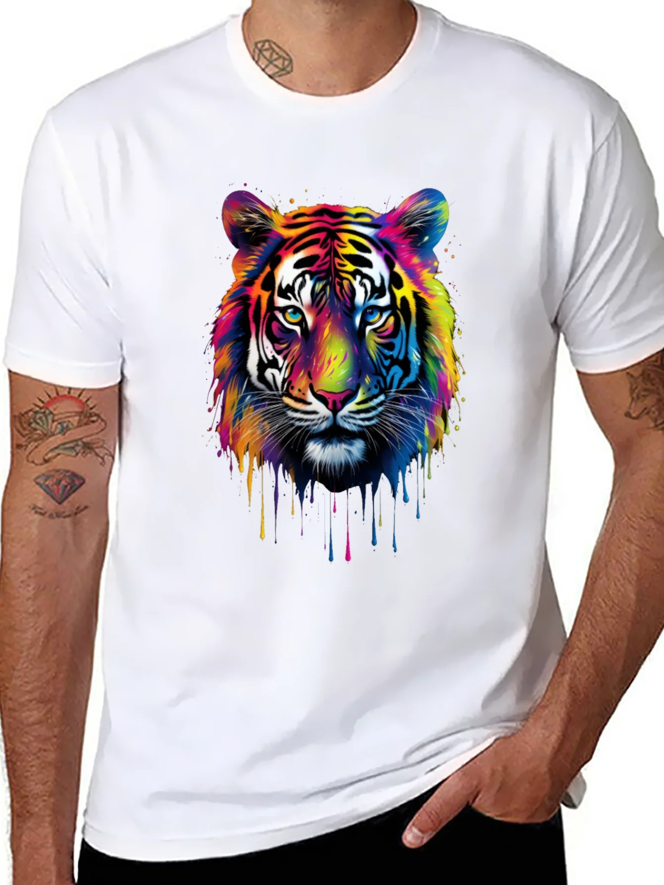 Colorful Tiger Graphic T-Shirt