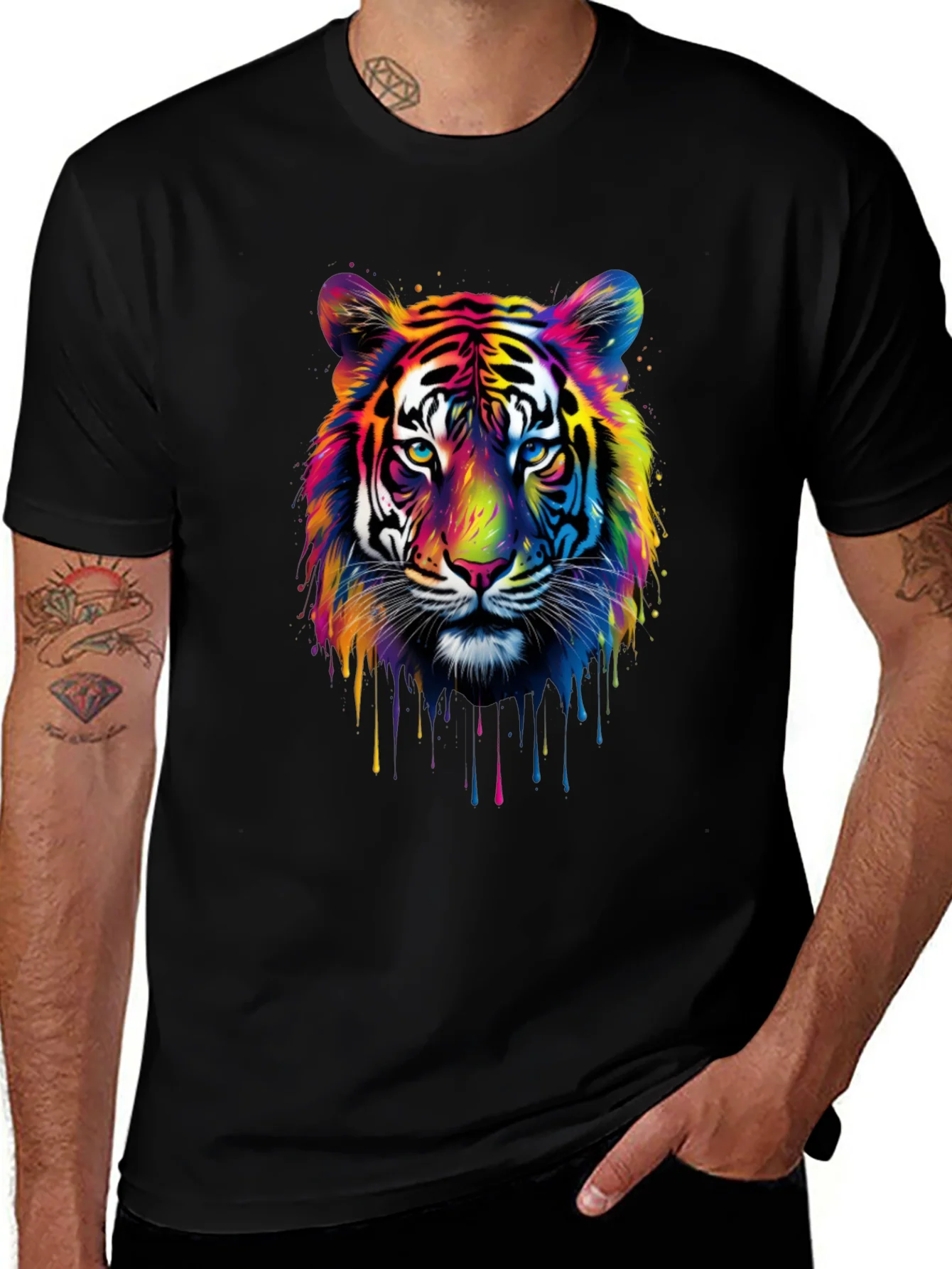 Colorful Tiger Graphic T-Shirt