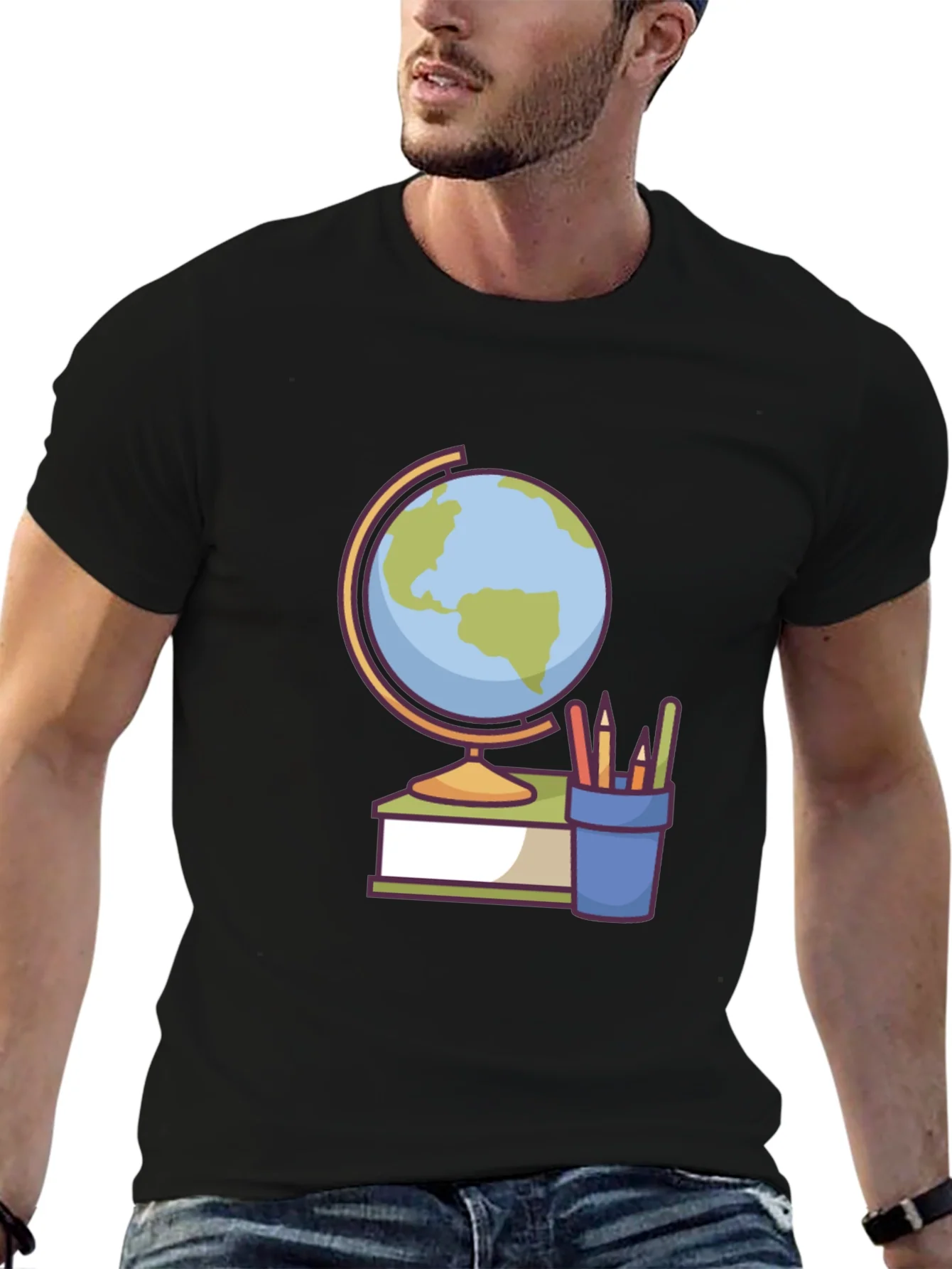 Globe and School Supplies Graphic Tee