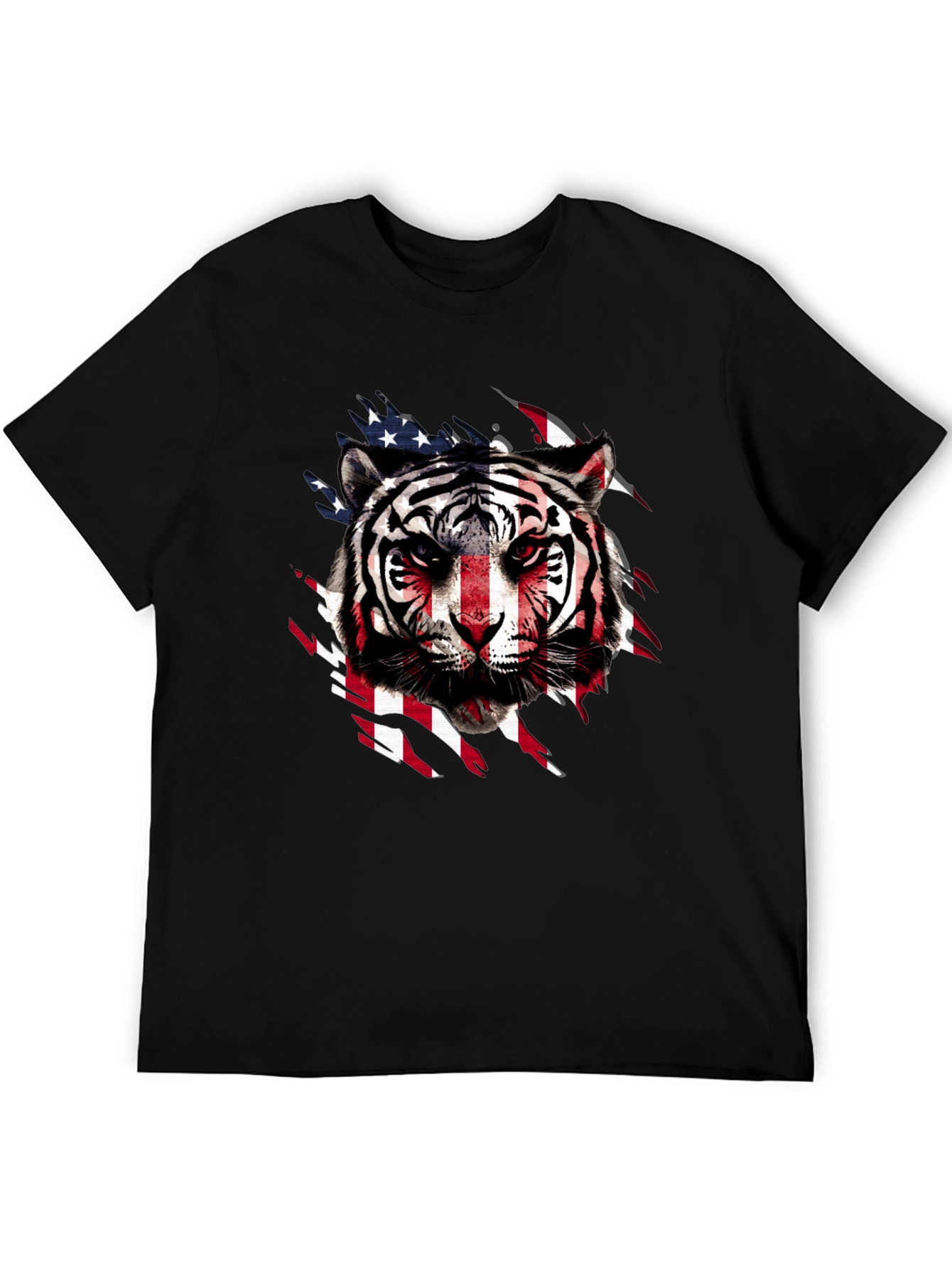 American Flag Tiger Graphic T-Shirt