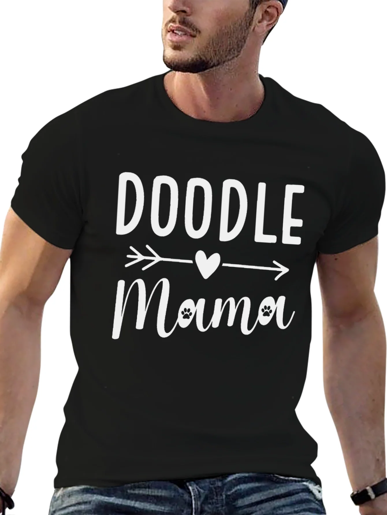 Doodle Mama Black T-Shirt with Heart Arrow Design