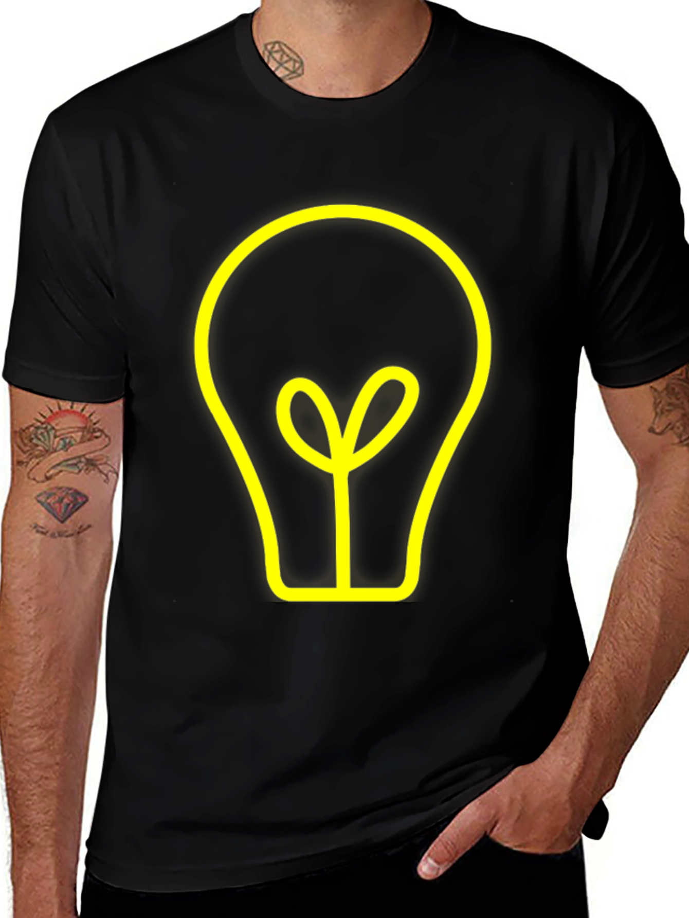 Idea Bulb Graphic Tee - Stylish Black Cotton T-Shirt