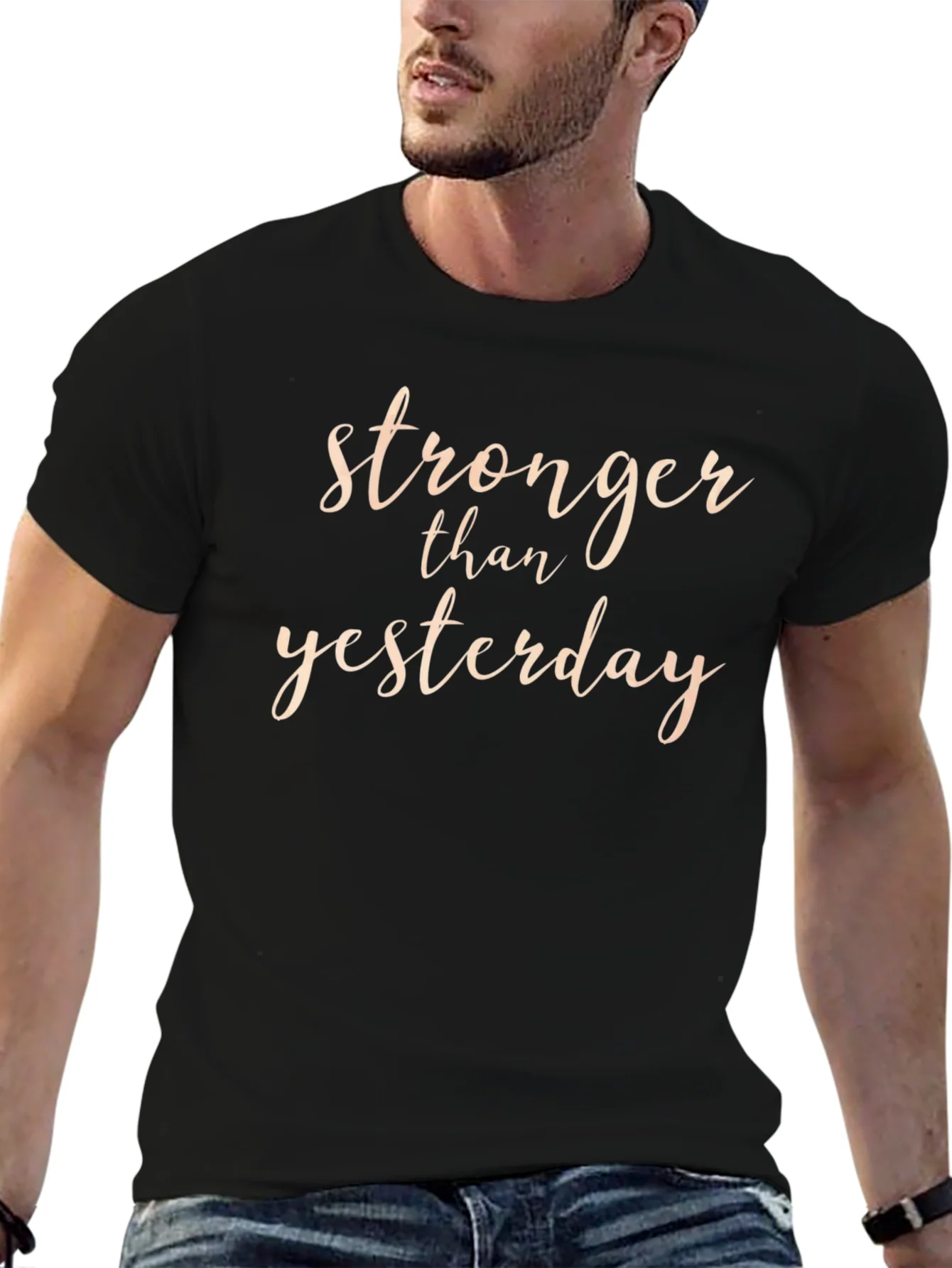 Stronger Than Yesterday Black Graphic T-Shirt