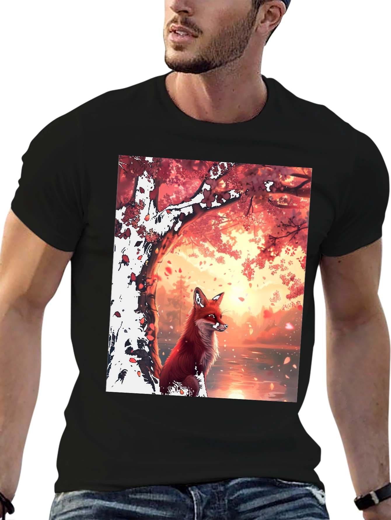 Fox in Autumn Scene Graphic Tee