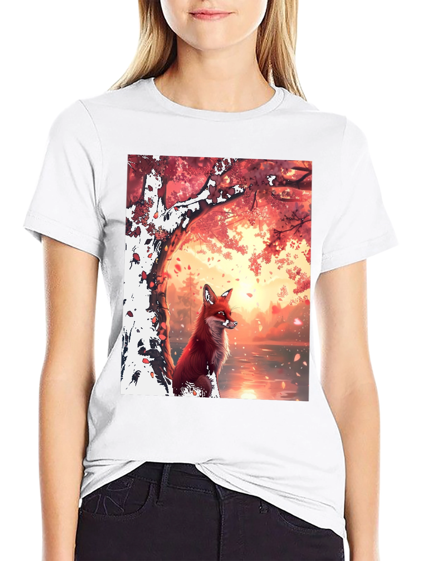 Fox in Autumn Scene Graphic Tee