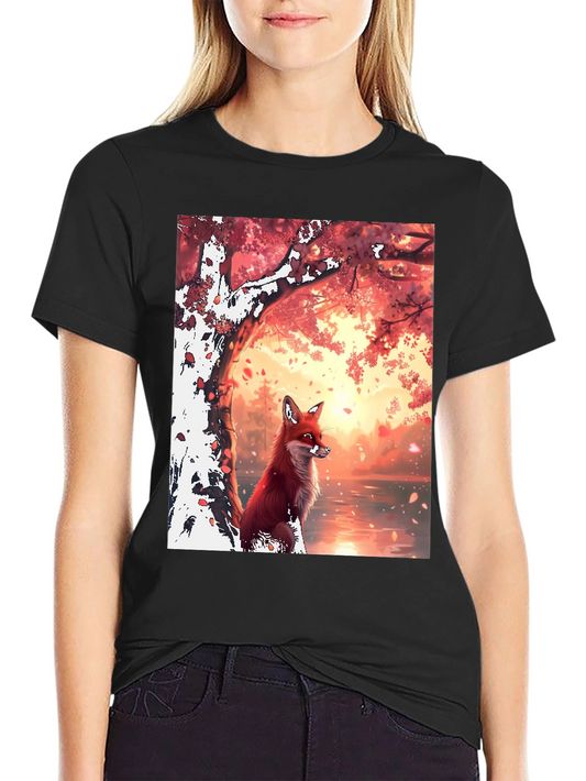 Fox in Autumn Scene Graphic Tee