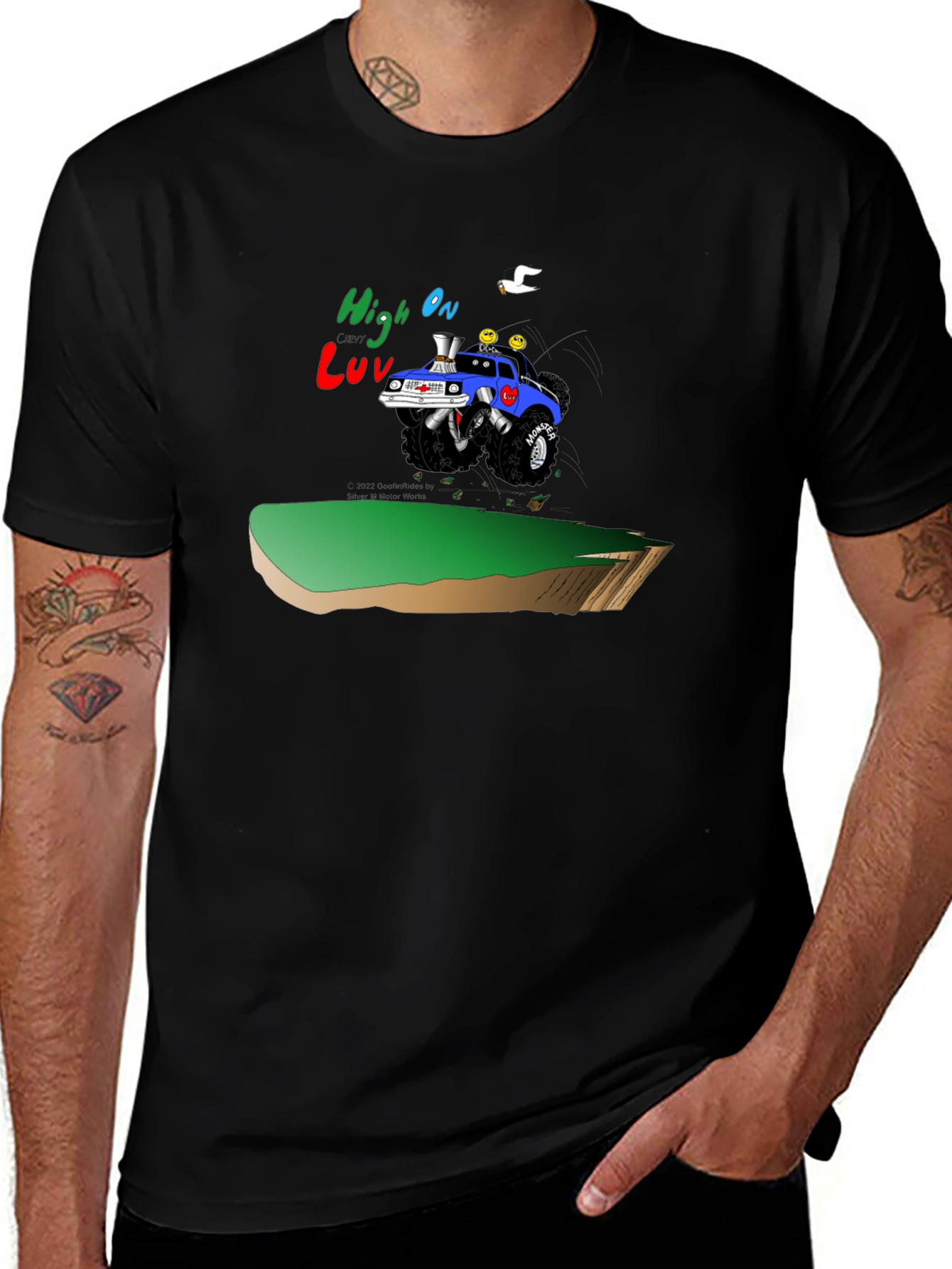 High On Luv Monster Truck Black T-Shirt
