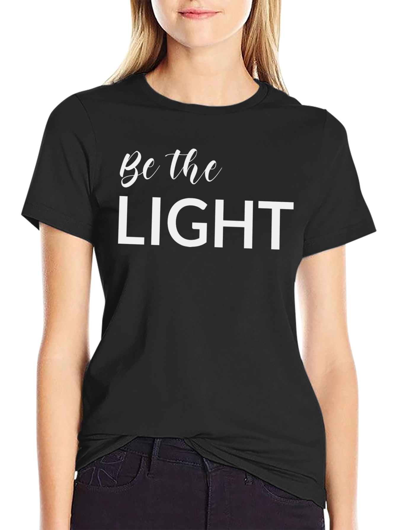 Be the Light Graphic Tee - Black Cotton T-Shirt