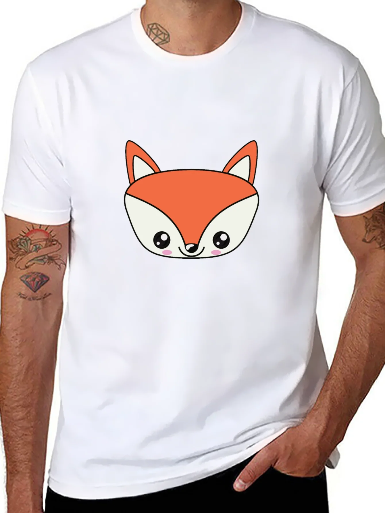 Cute Fox Graphic Black T-Shirt
