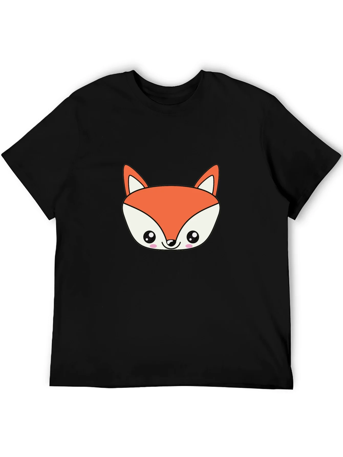 Cute Fox Graphic Black T-Shirt