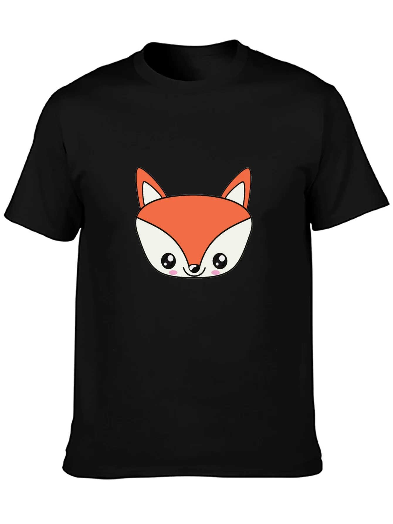 Cute Fox Graphic Black T-Shirt