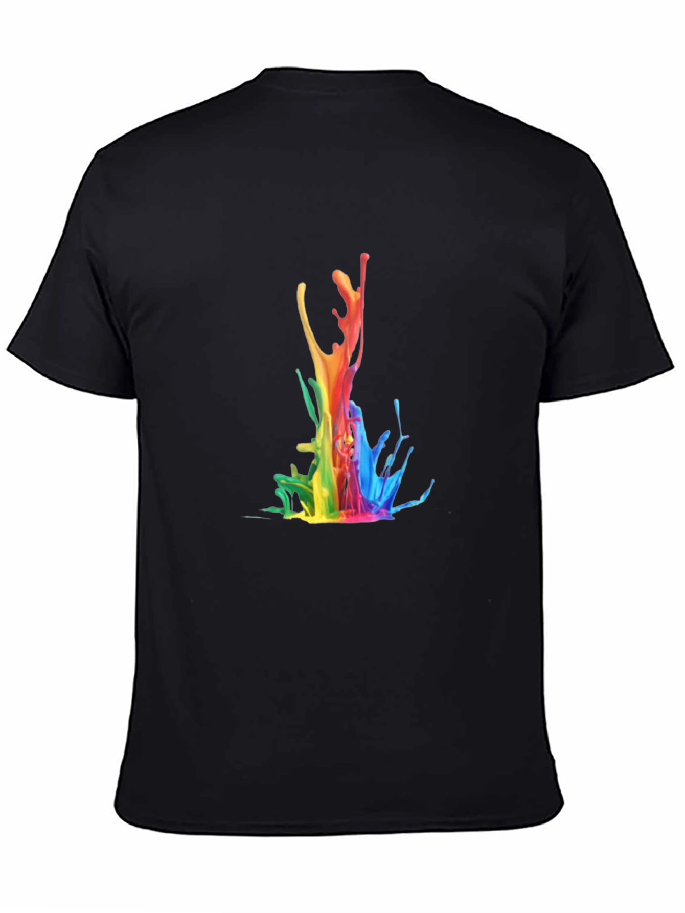 Rainbow Splash Graphic Tee - Stylish Black T-Shirt