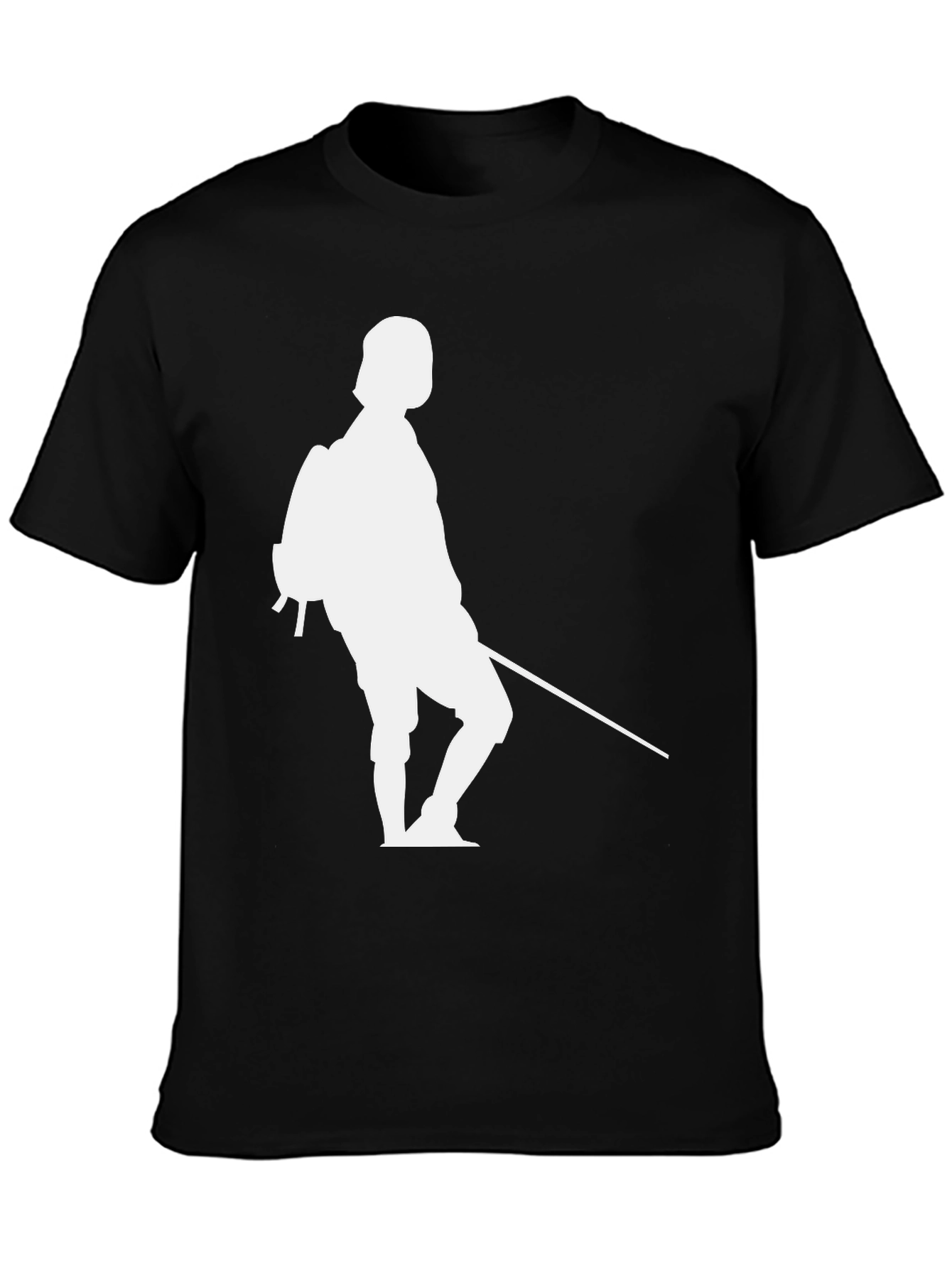Black T-Shirt with White Fencing Silhouette Graphic