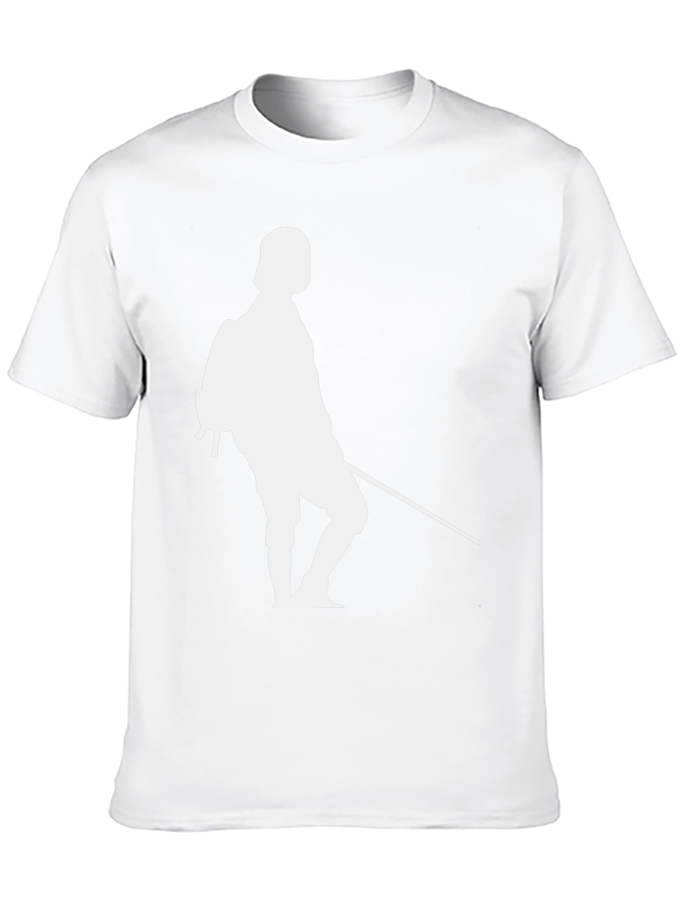 Black T-Shirt with White Fencing Silhouette Graphic