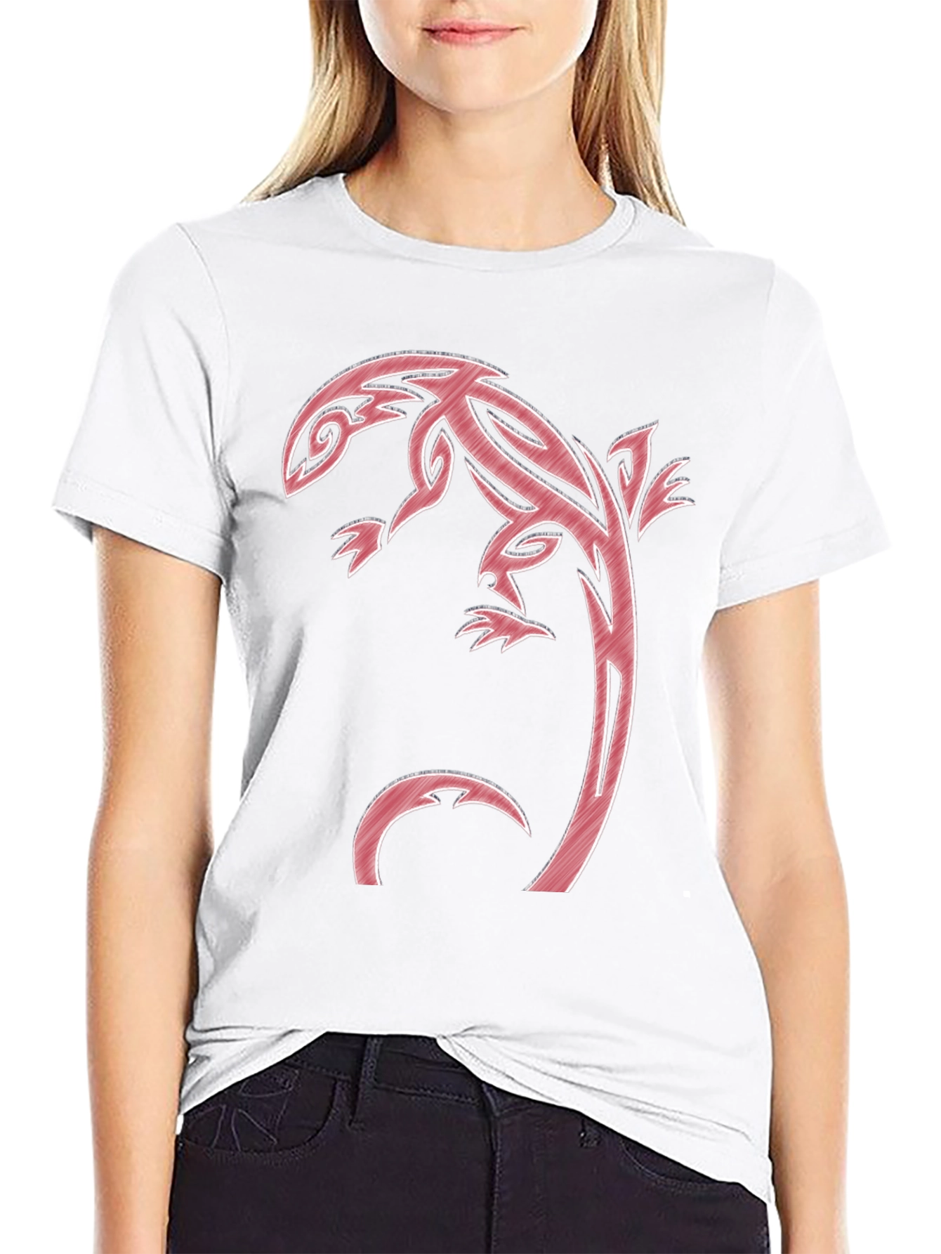 Tribal Lizard Graphic T-Shirt - Black