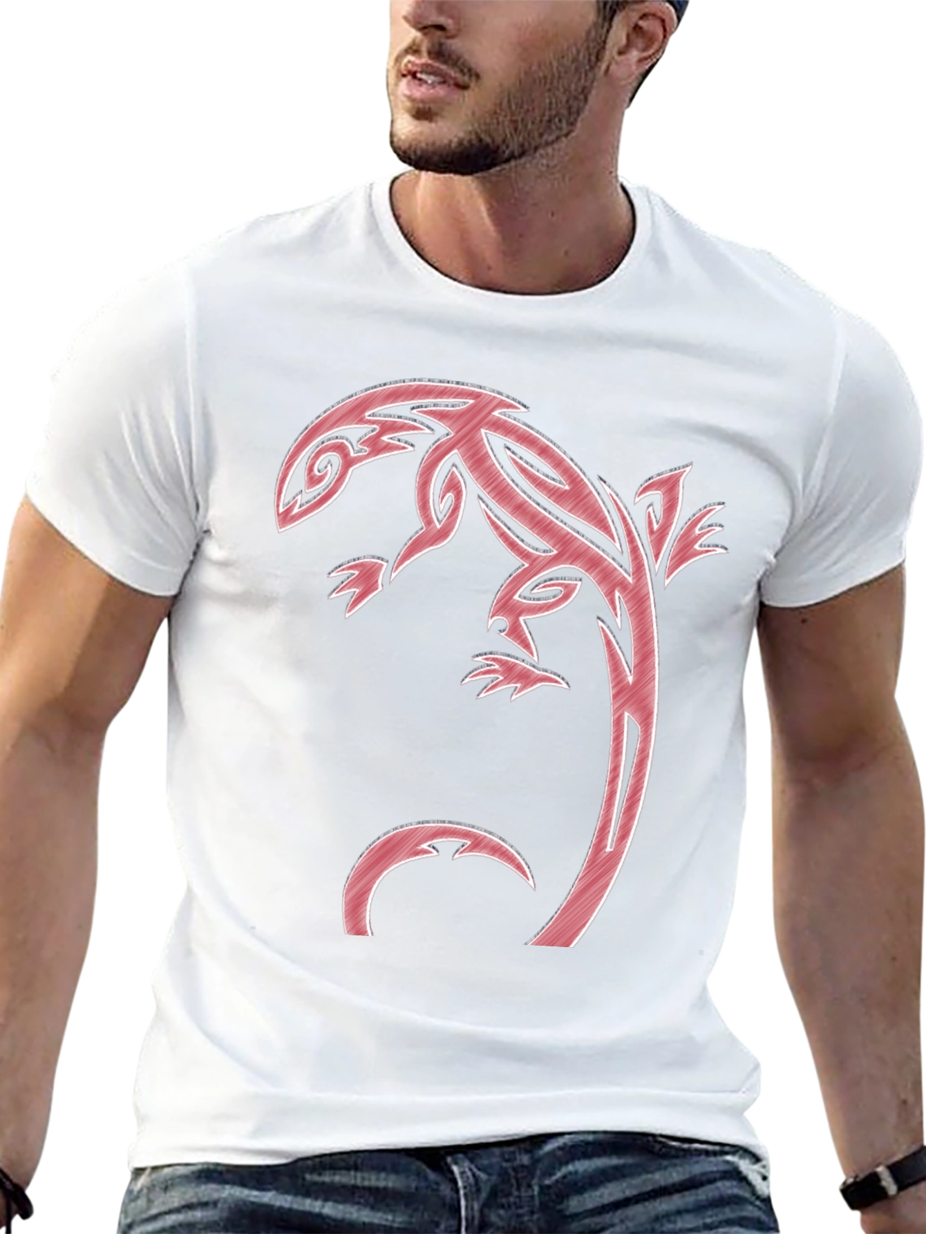 Tribal Lizard Graphic T-Shirt - Black