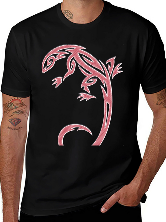 Tribal Lizard Graphic T-Shirt - Black