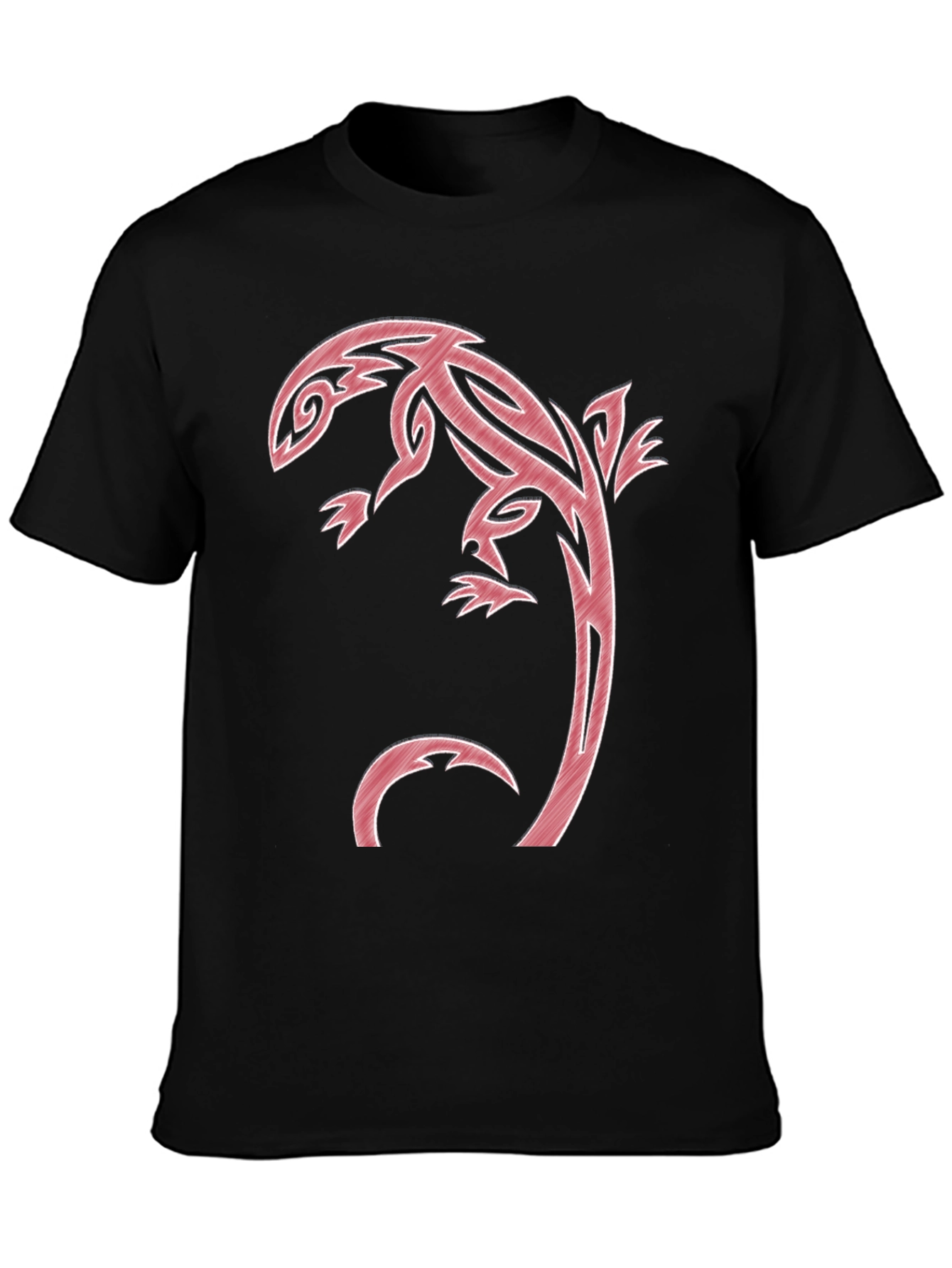 Tribal Lizard Graphic T-Shirt - Black