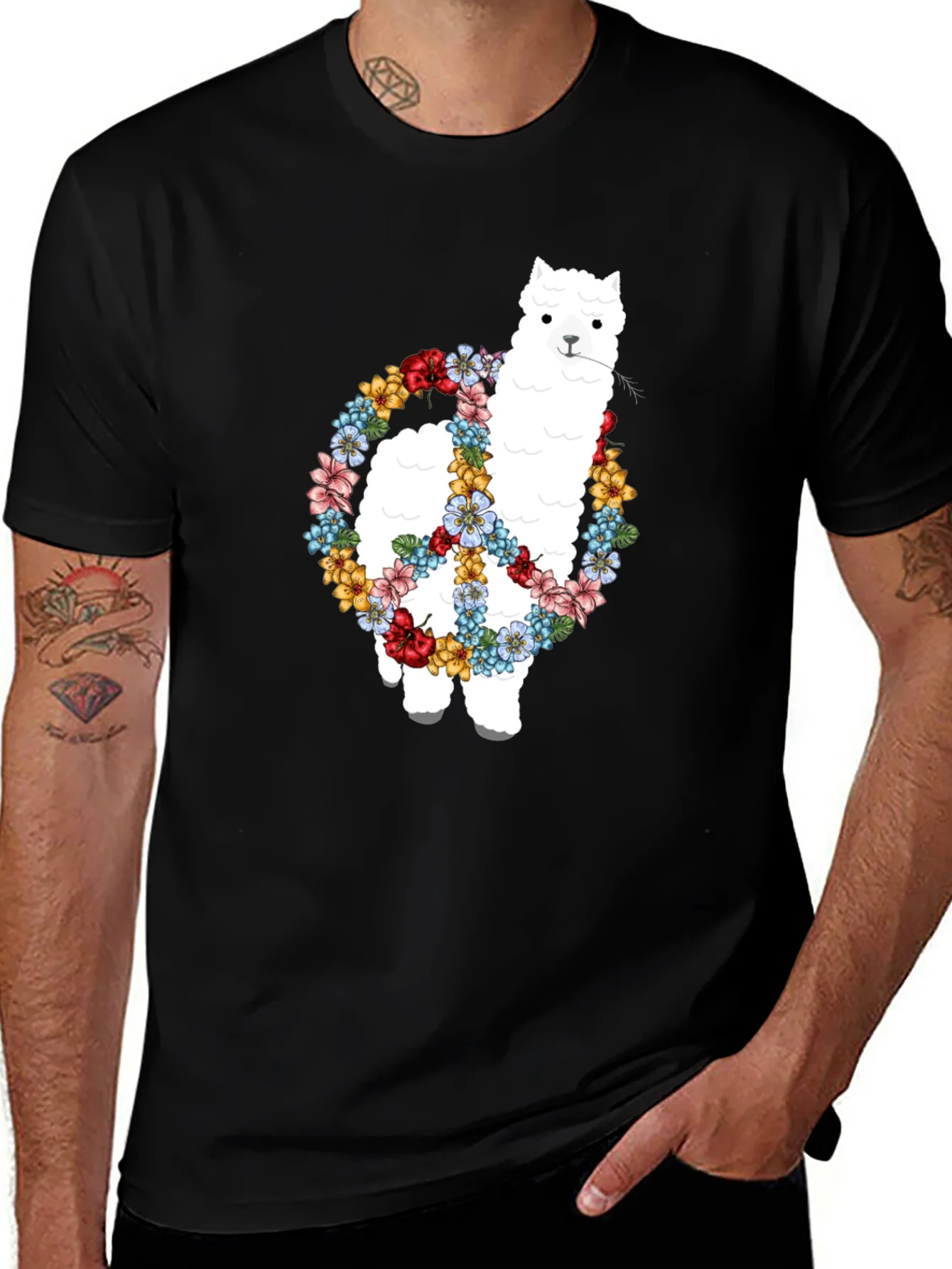 Alpaca Peace Sign Graphic Tee