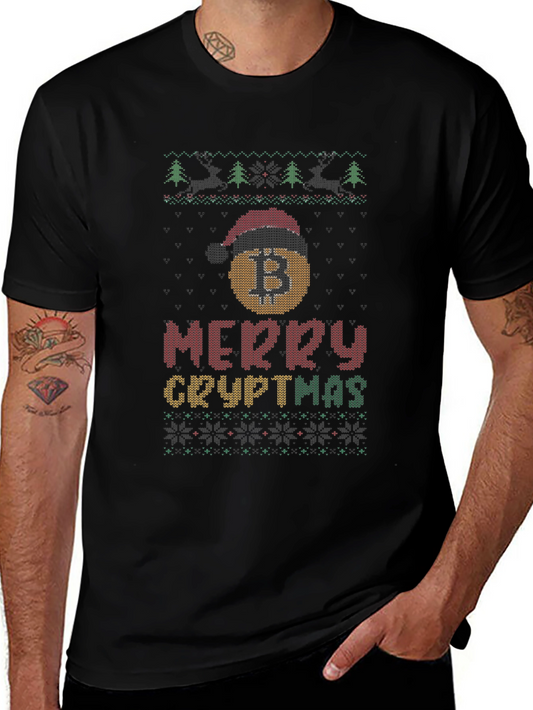 Merry Cryptmas Bitcoin Ugly Christmas T-Shirt
