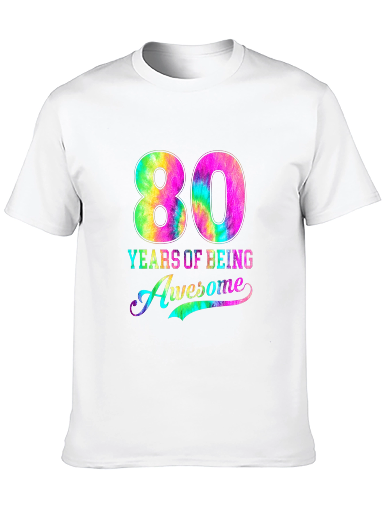 80 Years of Being Awesome Tie-Dye Graphic Tee