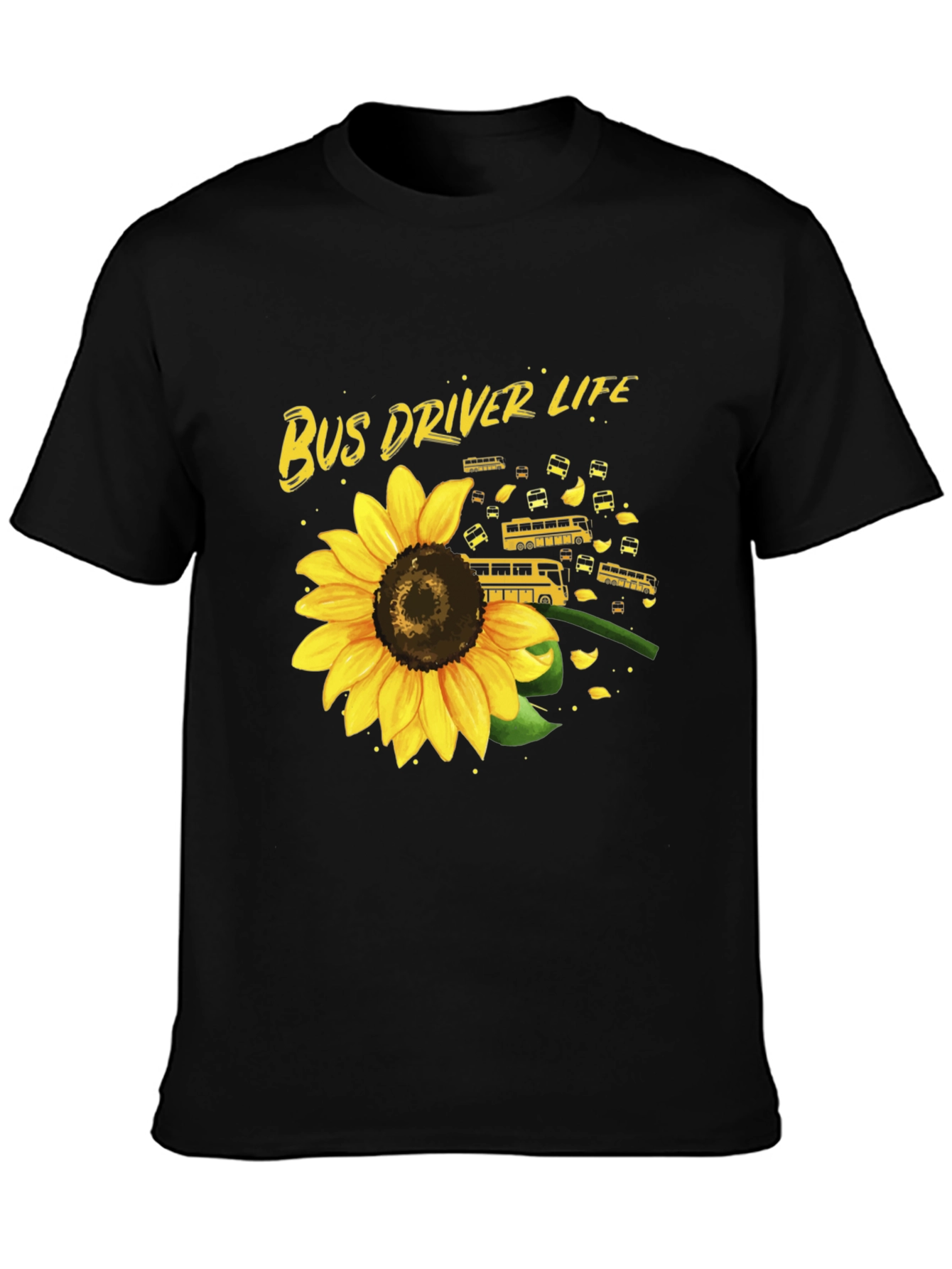 Bus Driver Life Sunflower Graphic T-Shirt